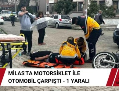 Milas'ta Motorsiklet ile Otomobil Çarpıştı
