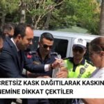 Kaskı Olmayan Sürücülere Ücretsiz Kask Dağıtıldı