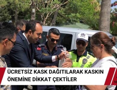 Kaskı Olmayan Sürücülere Ücretsiz Kask Dağıtıldı