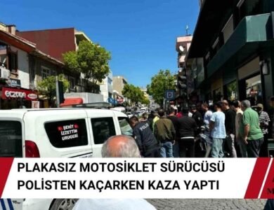 Plakasız Motosiklet Sürücüsü Polisten Kaçarken Kaza Yaptı